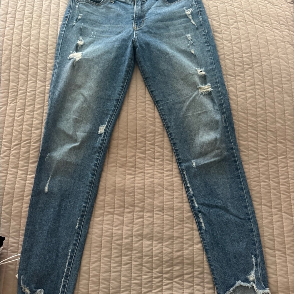 VERVET BY FLYING MONKEY Blue Skinny Distressed Denim